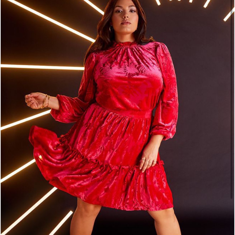 NWT Eloquii Velvet Burnout Mini Dress 18/20 Pink Plus Size